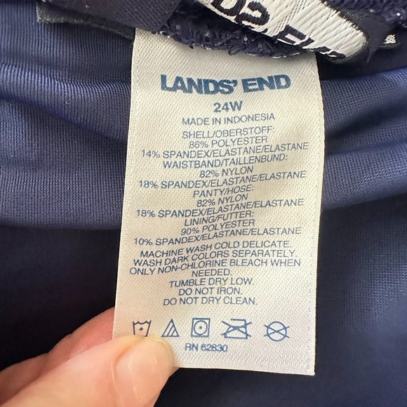 Lands End Swim Shorts Blue Print Size 24W Pockets Stretch 5” Inseam Quick Dry - Picture 7 of 9